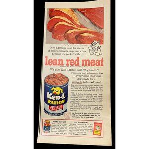 Ken-L Ration Dog Food Vintage Print Ad 1950s Quaker Oats Co MCM Pet Food